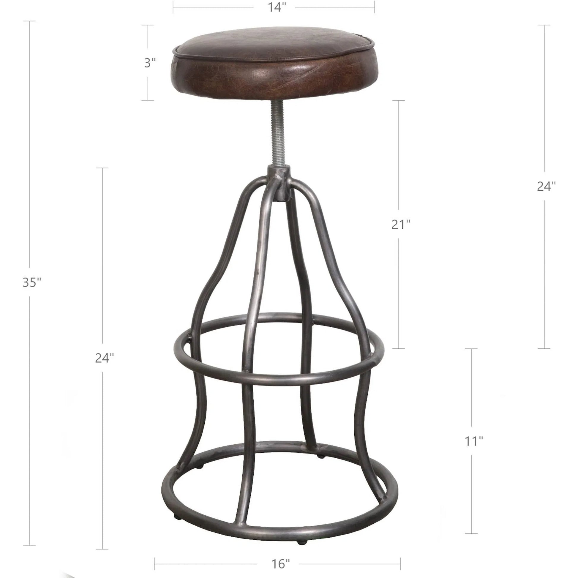 Bowie Bar Stool by LH Imports. Made from leather, metal in a rustic style.