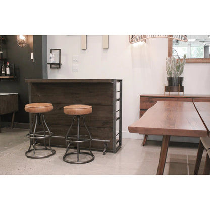 Bowie Stool by LH Imports in cognac leather and gunmetal. Made from iron, leather, polyester fiber, pu foam in a modern style.