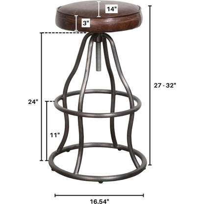 Bowie Bar Stool by LH Imports. Made from leather, metal in a rustic style.