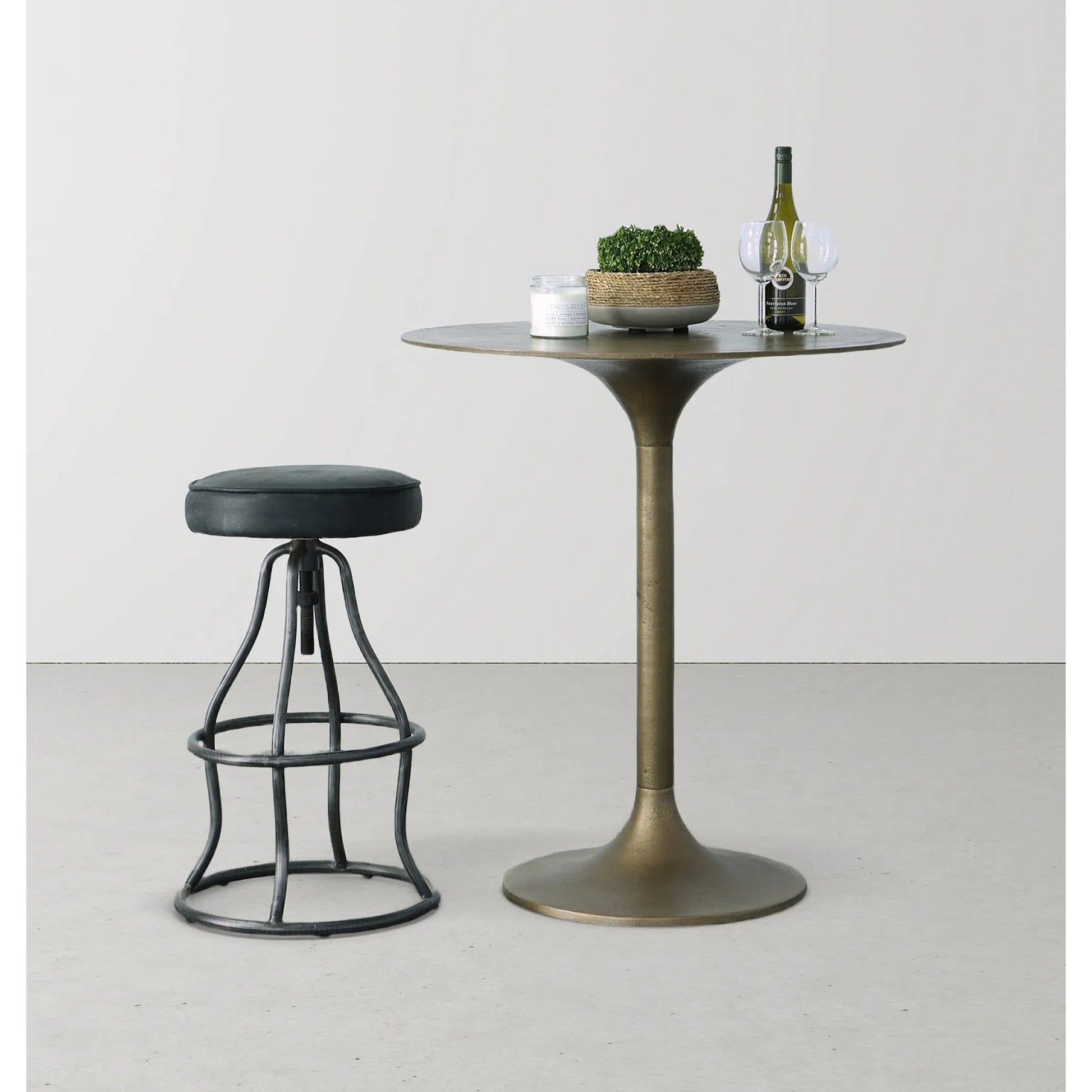 Bowie Bar Stool by LH Imports. Made from leather, metal in a rustic style.