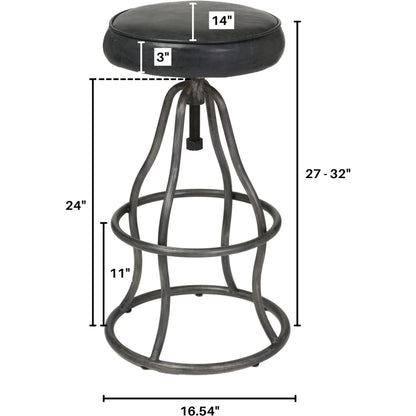Bowie Bar Stool by LH Imports. Made from leather, metal in a rustic style.