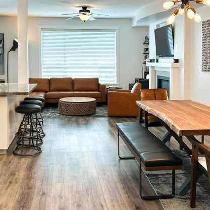 Bowie Bar Stool by LH Imports. Made from leather, metal in a rustic style.