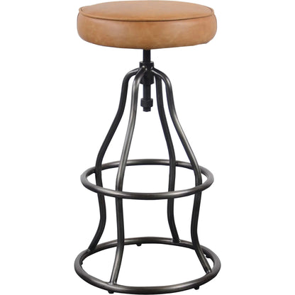 Bowie Stool by LH Imports in cognac leather and gunmetal. Made from iron, leather, polyester fiber, pu foam in a modern style.