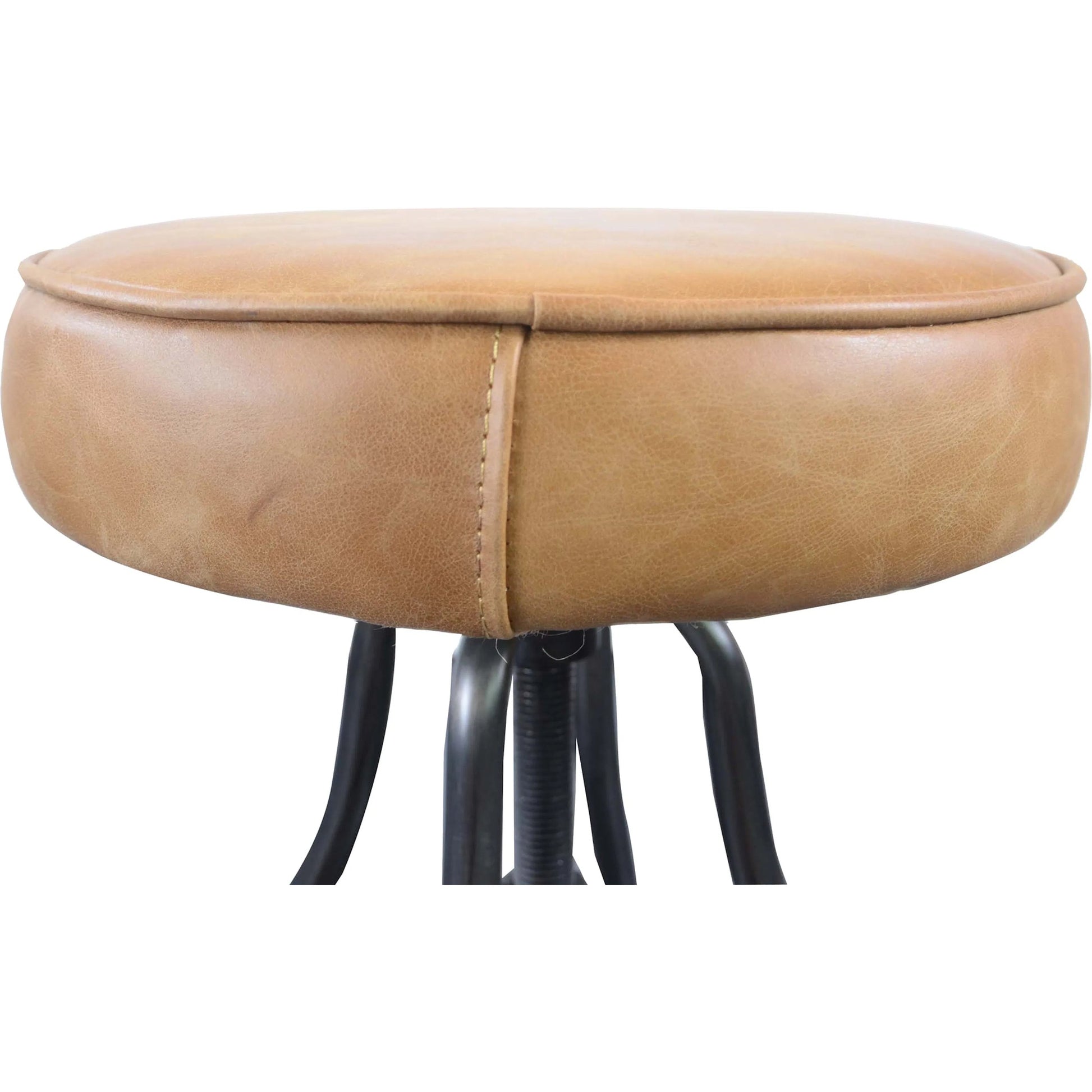 Bowie Stool by LH Imports in cognac leather and gunmetal. Made from iron, leather, polyester fiber, pu foam in a modern style.