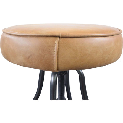 Bowie Stool by LH Imports in cognac leather and gunmetal. Made from iron, leather, polyester fiber, pu foam in a modern style.