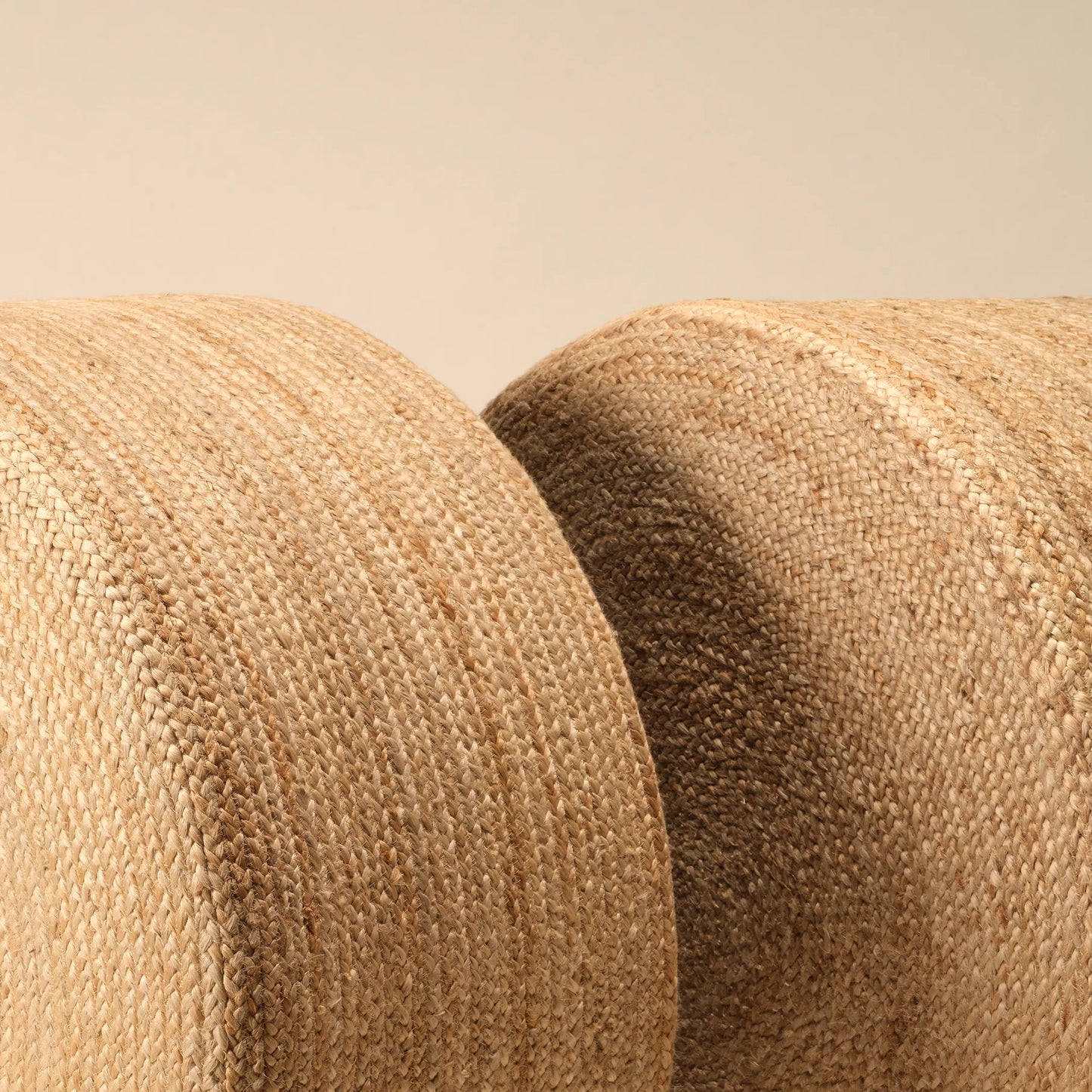 004 SI-2077391 | Closeup | Saba Stool SBT02 Pouf by Jaipur Living in tan. Made from 100% jute fiber in a rustic style.