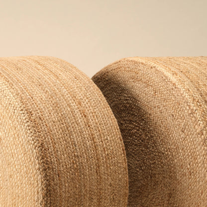 Saba Stool SBT02 Pouf by Jaipur Living in tan. Made from 100% jute fiber in a rustic style.