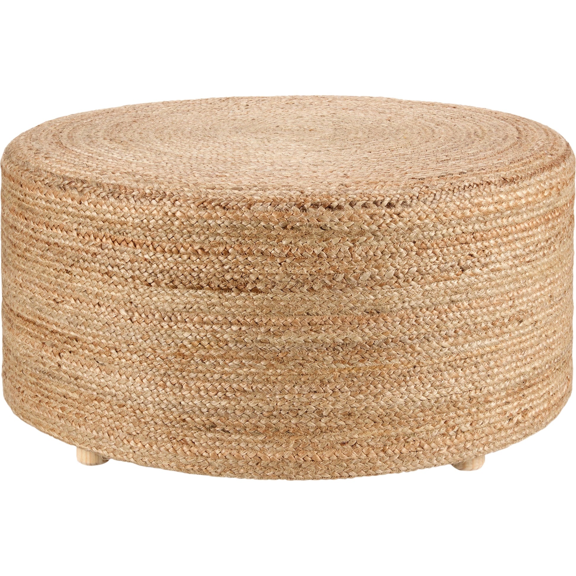 Saba Stool SBT02 Pouf by Jaipur Living in tan. Made from 100% jute fiber in a rustic style.