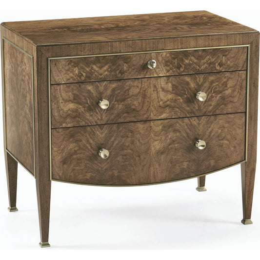 Barcelona Bedside Chest by Jonathan Charles in barcelona walnut. Made from european walnut swirl veneer in a modern style.
