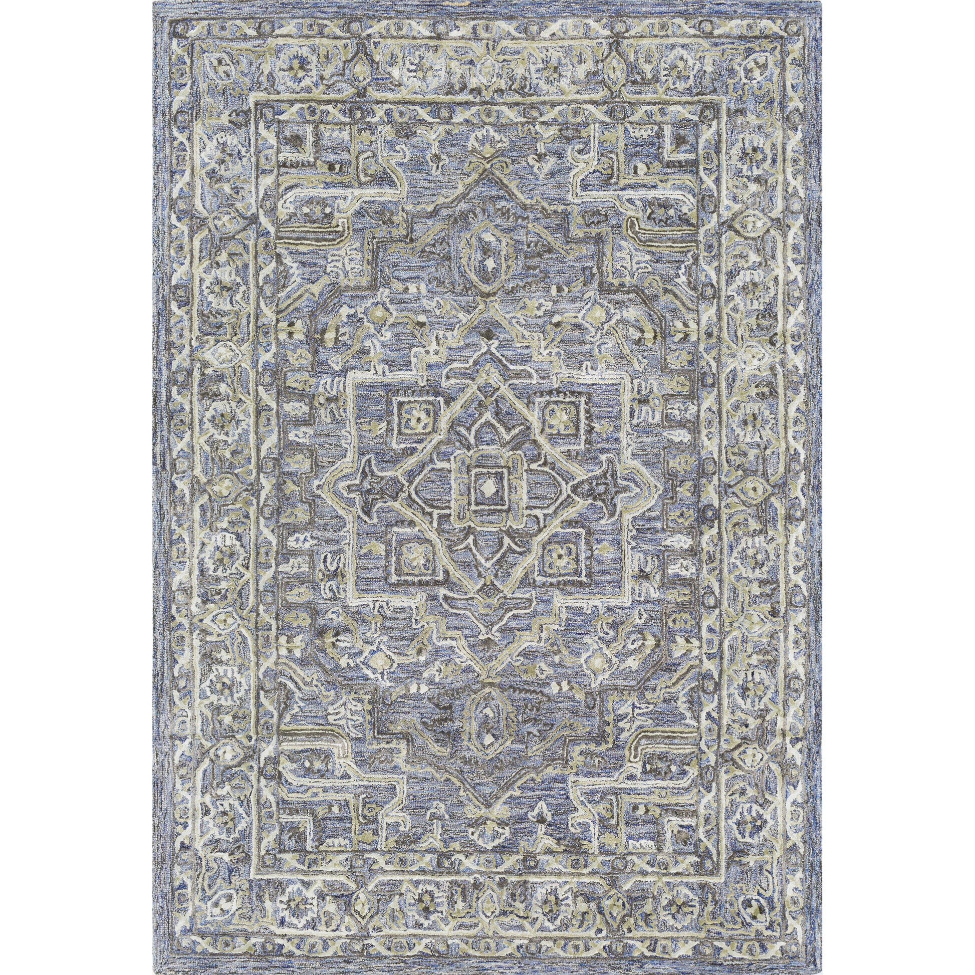 Shelby SBY-1003 Rug by Livabliss in dusty sage, light sage, medium gray, light beige, mustard, black. Made from 60% wool, 40% art silk in a unique style.