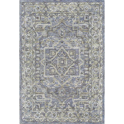 Shelby SBY-1003 Rug by Livabliss in dusty sage, light sage, medium gray, light beige, mustard, black. Made from 60% wool, 40% art silk in a unique style.