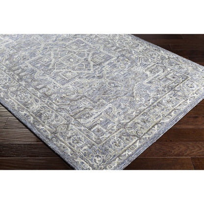 Shelby SBY-1003 Rug by Livabliss in dusty sage, light sage, medium gray, light beige, mustard, black. Made from 60% wool, 40% art silk in a unique style.