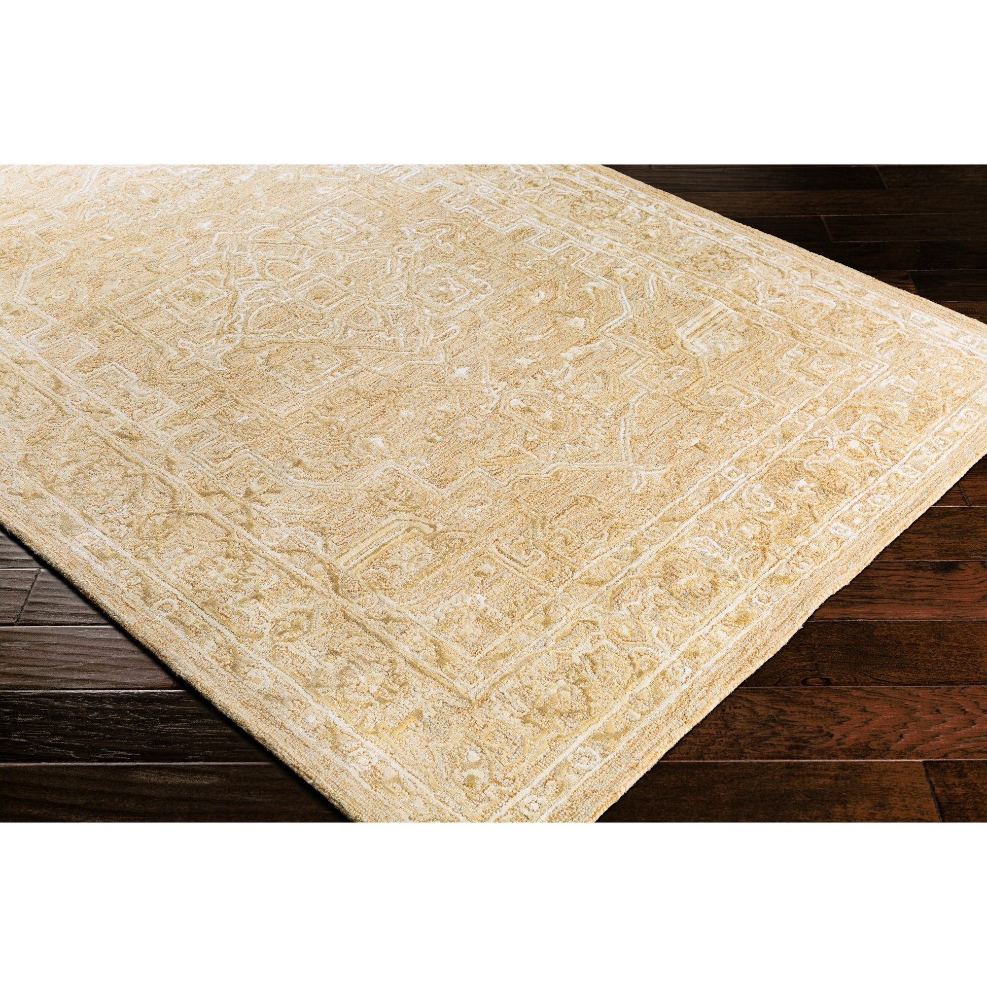 Shelby SBY-1003 Rug by Livabliss in dusty sage, light sage, medium gray, light beige, mustard, black. Made from 60% wool, 40% art silk in a unique style.