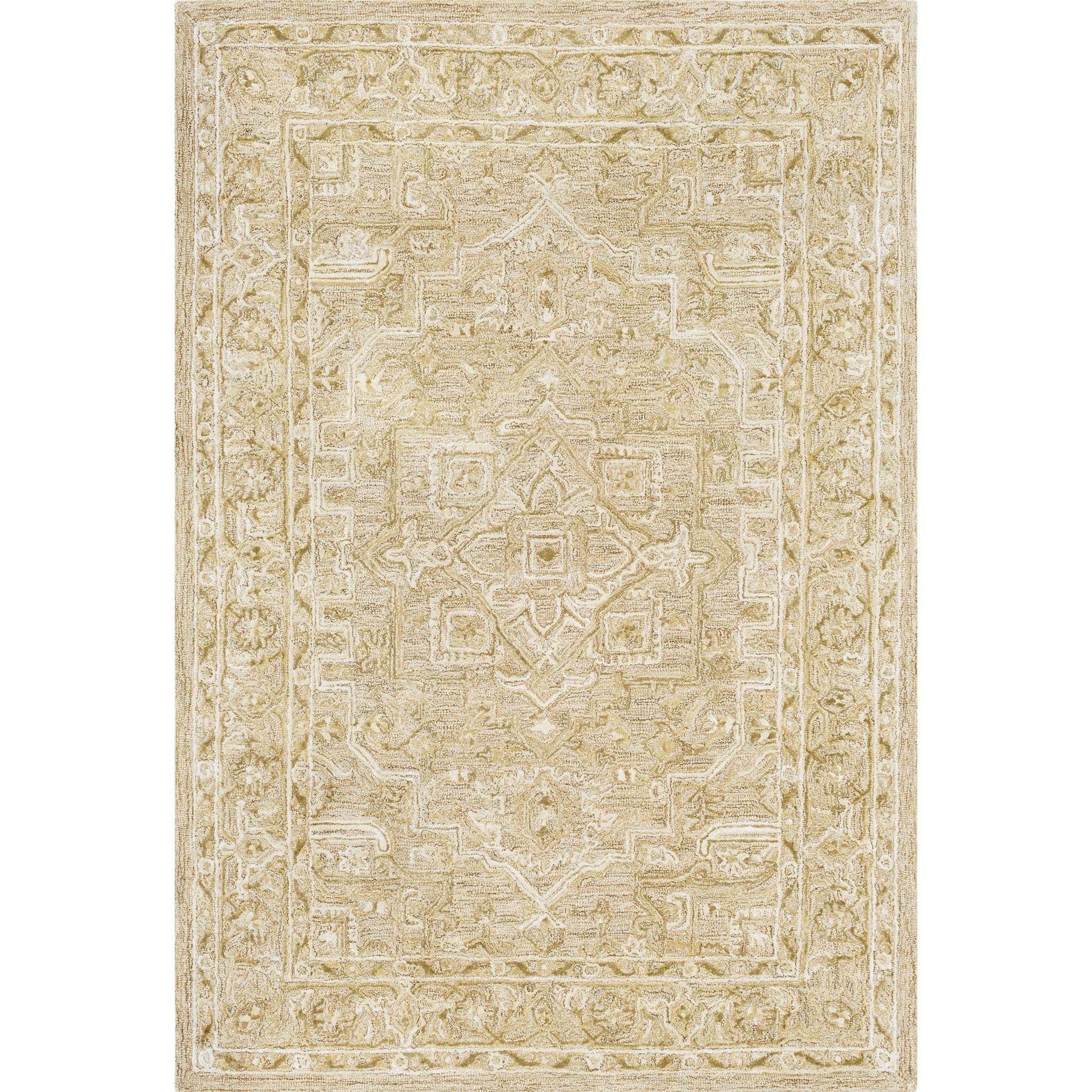 Shelby SBY-1003 Rug by Livabliss in dusty sage, light sage, medium gray, light beige, mustard, black. Made from 60% wool, 40% art silk in a unique style.