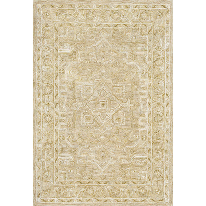 Shelby SBY-1003 Rug by Livabliss in dusty sage, light sage, medium gray, light beige, mustard, black. Made from 60% wool, 40% art silk in a unique style.