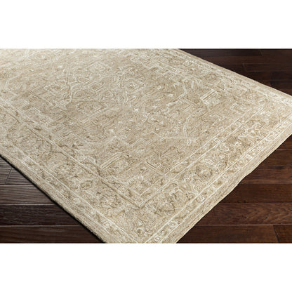 Shelby SBY-1003 Rug by Livabliss in dusty sage, light sage, medium gray, light beige, mustard, black. Made from 60% wool, 40% art silk in a unique style.
