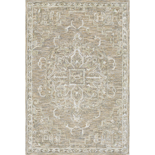 Shelby Rug - 21506 by Livabliss in medium brown, sky blue, light sage. Made from 60% wool, 40% art silk in a unique style.