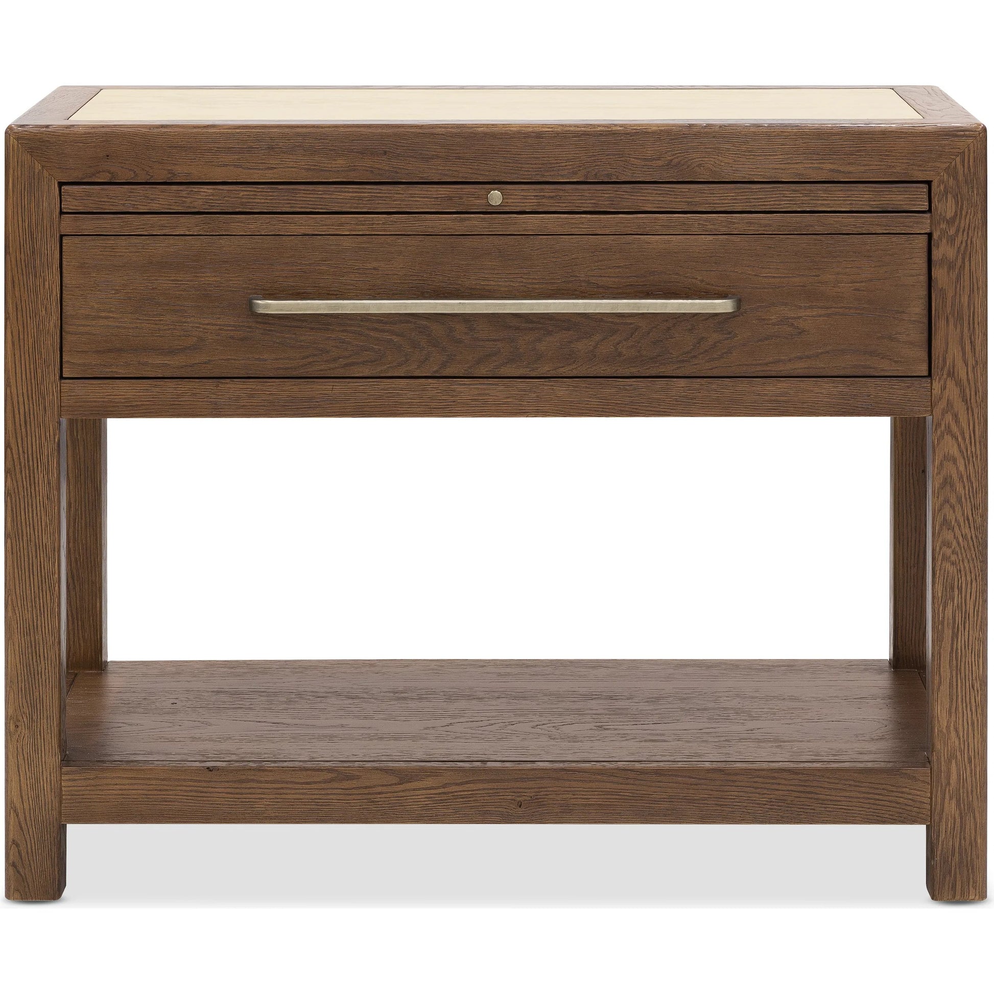 Driftwood One-Drawer Nightstand with Stone by Hooker Furniture. Made from oak solids, oak veneers, stone in a transitional style.