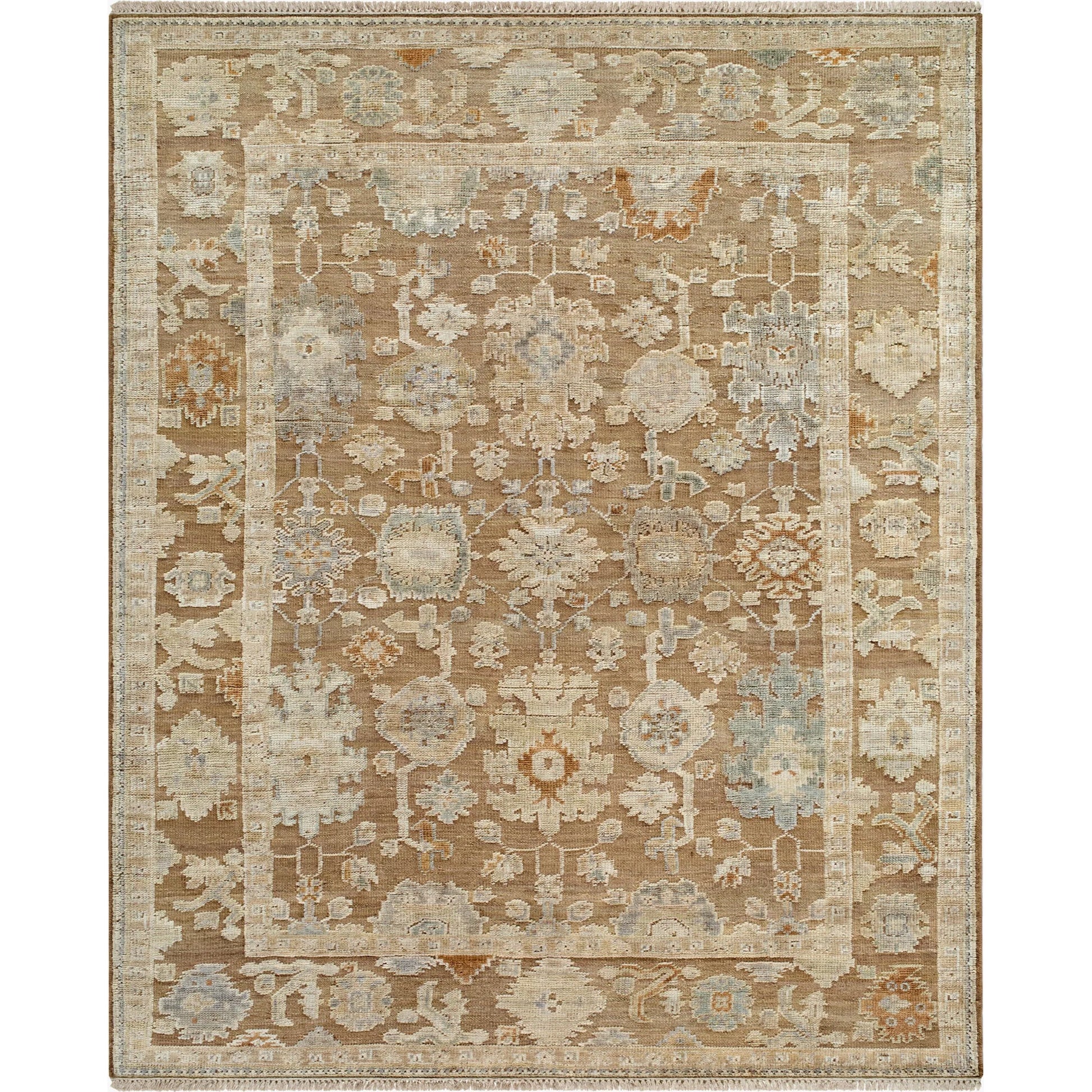 Sinclair SCC-2300 Rug by Surya in taupe, burnt sienna, sky blue, ivory, goldenrod. Made from wool in a unique style.