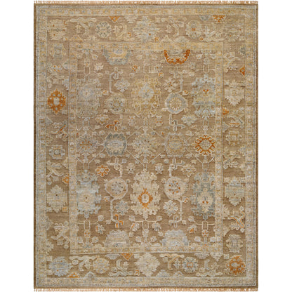 Sinclair Rug - 526602 by Surya in taupe, burnt sienna, sky blue, ivory, goldenrod. Made from wool in a unique style.