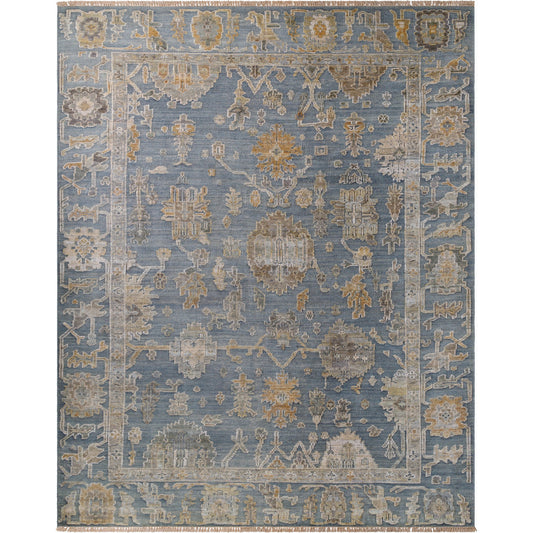 Sinclair Rug - 526611 by Surya in steel blue, goldenrod, ivory, slate gray, taupe. Made from wool in a unique style.