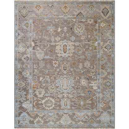 Sinclair Rug - 526641 by Surya in taupe, sky blue, olive green, burnt orange, ivory. Made from wool in a unique style.
