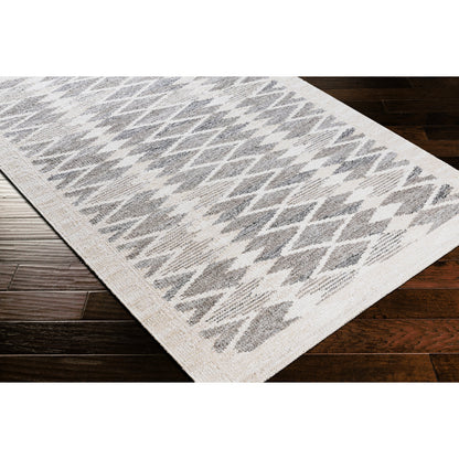 Scandi Rug - 27897 by Surya in black, medium gray, light gray, beige, cream. Made from 60% viscose, 20% wool, 10% cotton, 10% linen in a unique style.