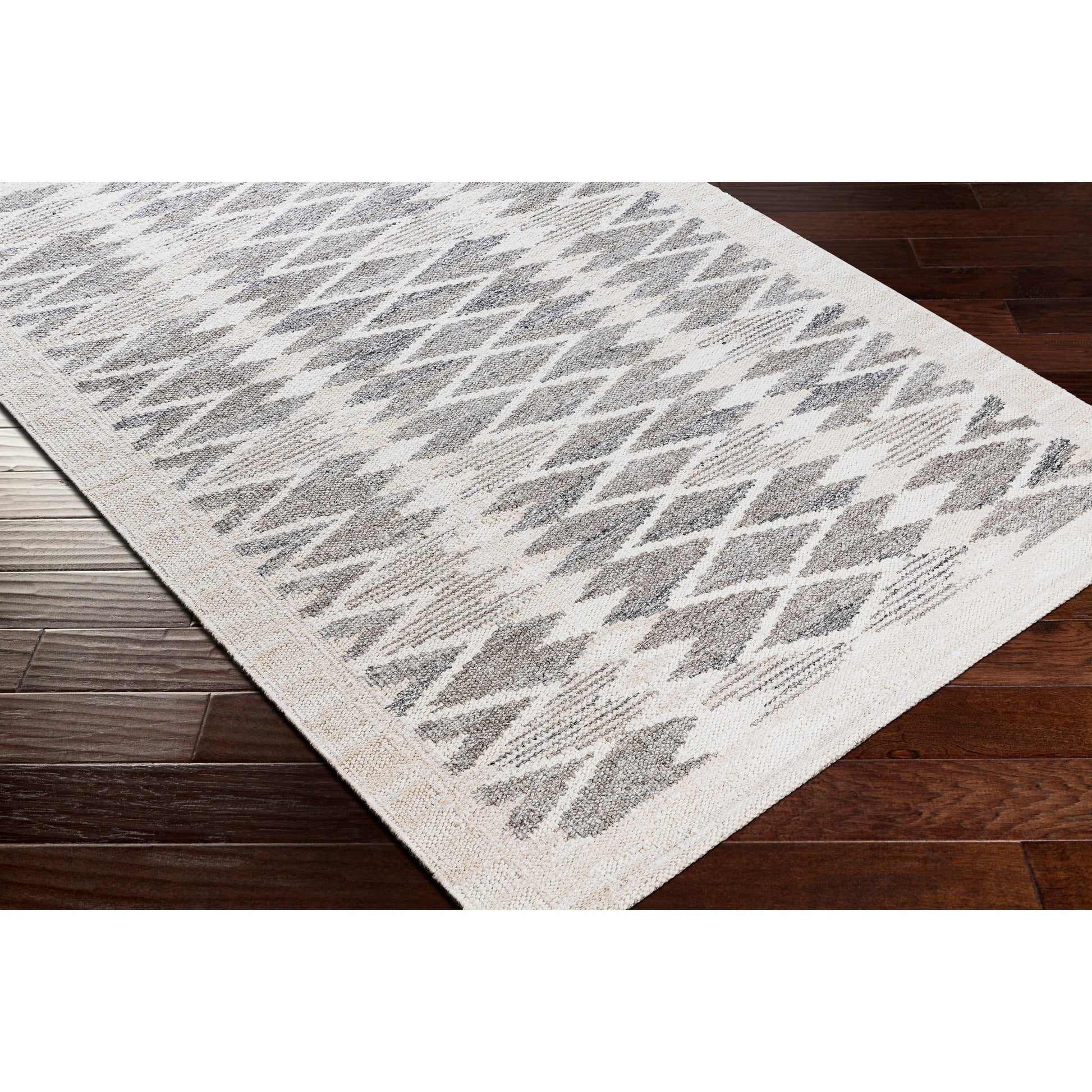 Scandi Rug - 27897 by Surya in black, medium gray, light gray, beige, cream. Made from 60% viscose, 20% wool, 10% cotton, 10% linen in a unique style.