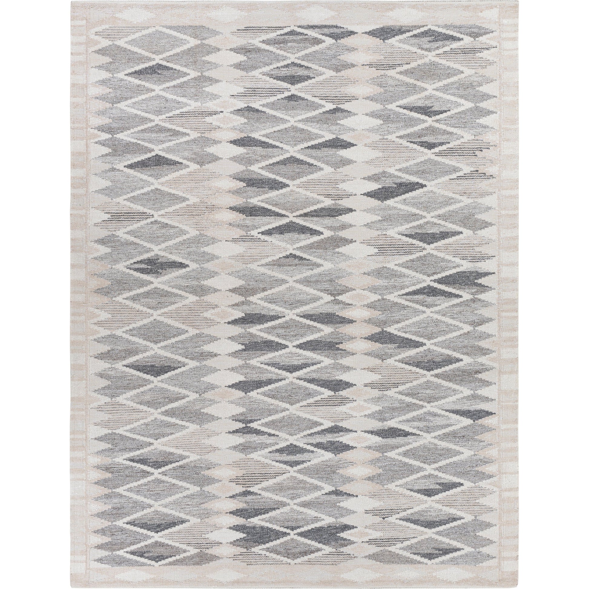 Scandi Rug - 27897 by Surya in black, medium gray, light gray, beige, cream. Made from 60% viscose, 20% wool, 10% cotton, 10% linen in a unique style.