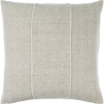Stitched Linen Pillow - 490655 by Surya in beige, ivory, taupe. Made from front: 100% linen, back: 100% cotton in a modern style.