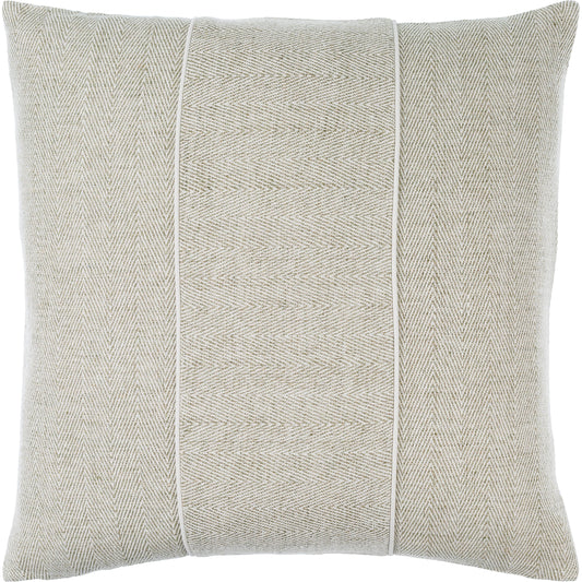 Stitched Linen Pillow - 490655 by Surya in beige, ivory, taupe. Made from front: 100% linen, back: 100% cotton in a modern style.
