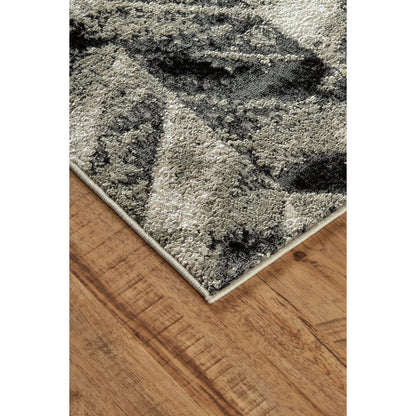 Micah Chevron Rug - 3048F by Feizy in black, gray, silver. Made from polyester, polypropylene in a unique style.