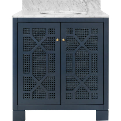 Schaffer Bath Vanity by Worlds Away in matte navy lacquer. Made from unique in a modern style.