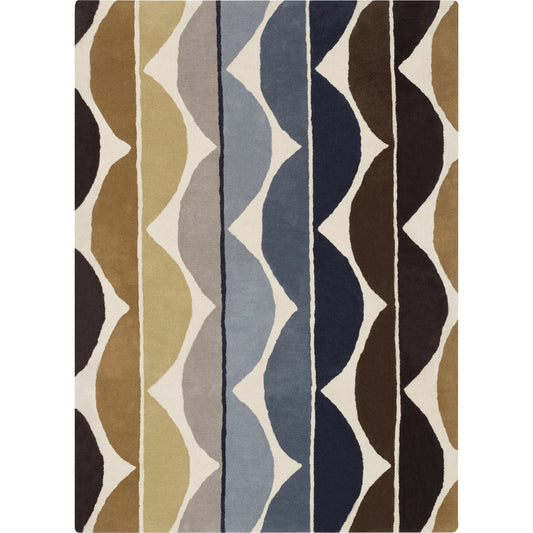 Scion Rug - 12886 by Surya in brown, dark brown, denim, dusty sage, navy. Made from 100% wool in a unique style.