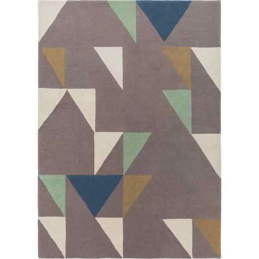 Scion Rug - 15624 by Surya in gray, ivory, medium brown, dark blue, seafoam. Made from 100% wool in a unique style.