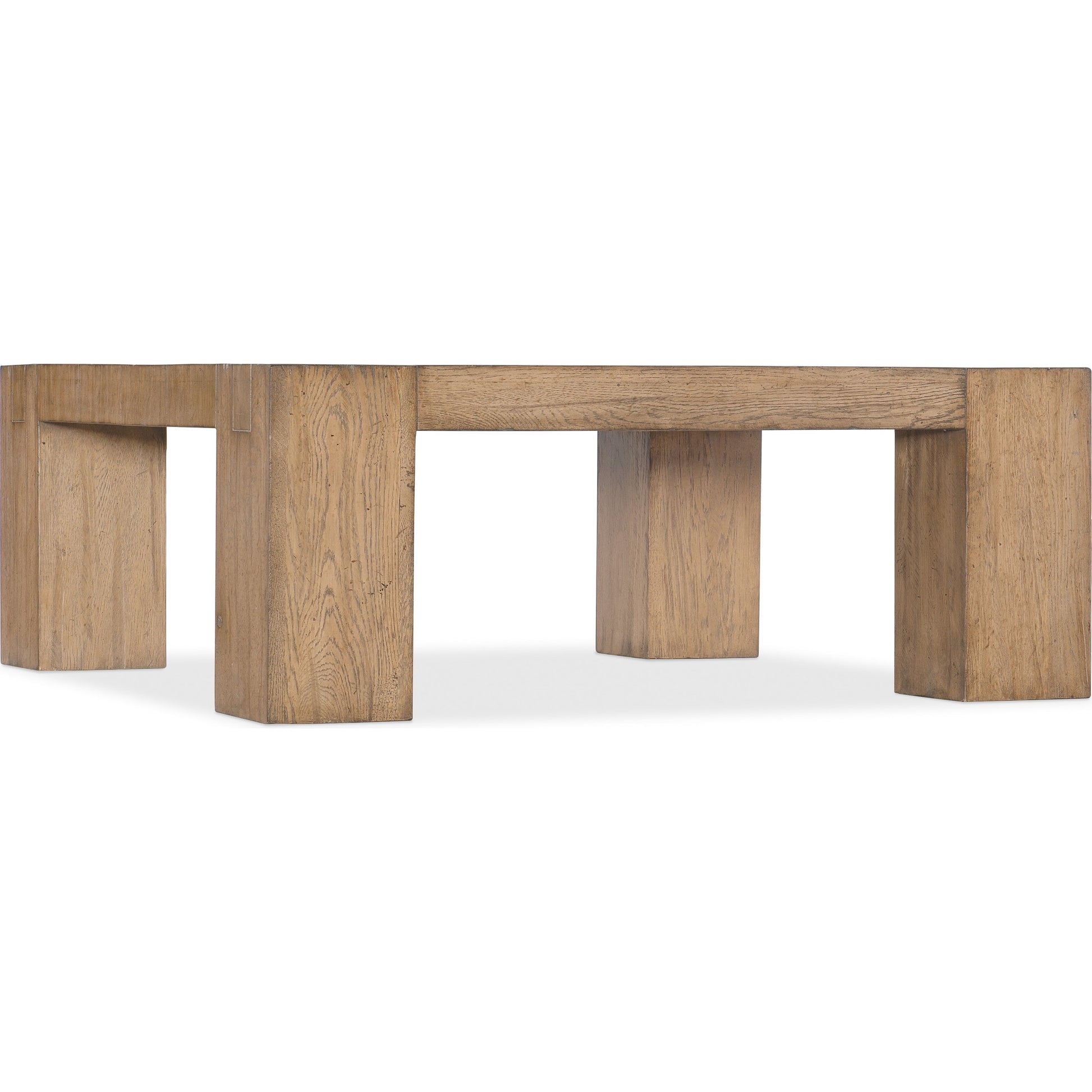 Commerce & Market Square Cocktail Table by Hooker Furniture in medium natural wood. Made from mindi solids in a transitional style.
