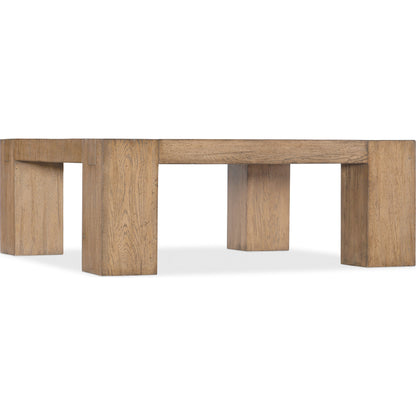 Commerce & Market Square Cocktail Table by Hooker Furniture in medium natural wood. Made from mindi solids in a transitional style.