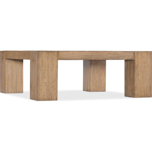 Commerce & Market Square Cocktail Table by Hooker Furniture in medium natural wood. Made from mindi solids in a transitional style.
