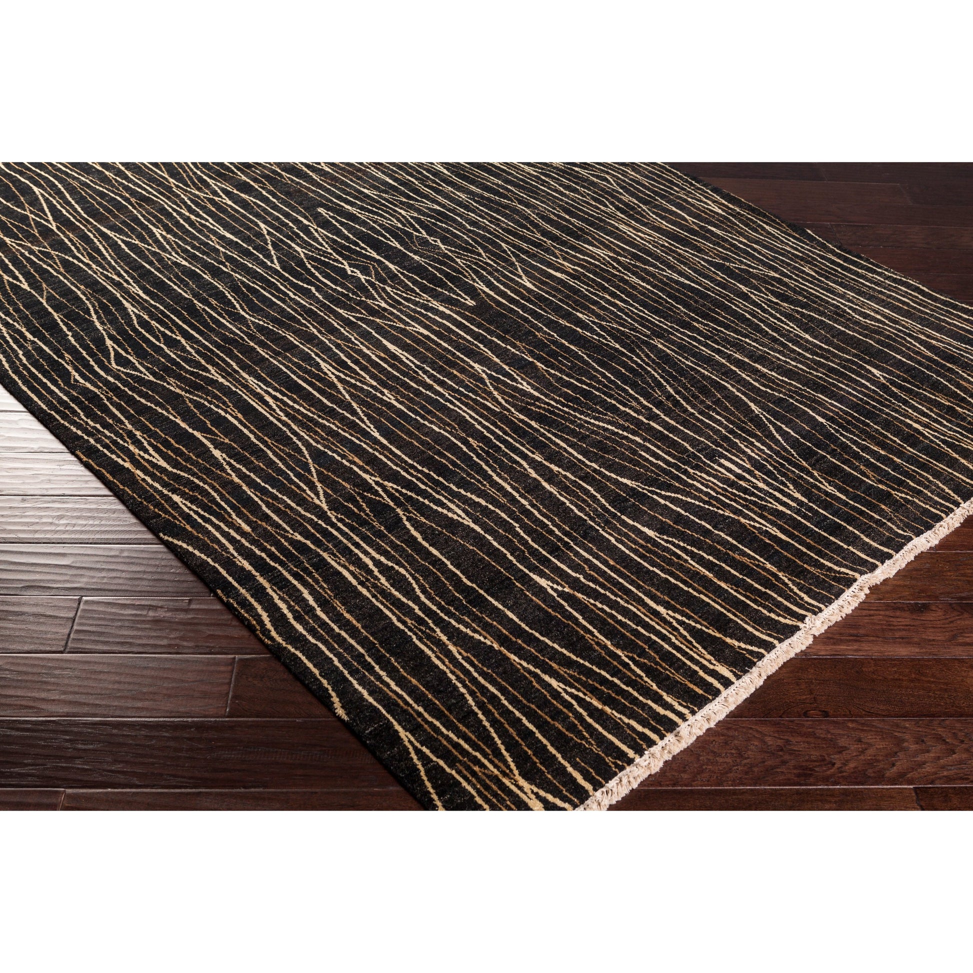 Linen Stripe Embellished Pillow - 22545 by Surya in cream, mustard, orange, medium gray, rust. Made from 100% linen in a cottage & farmhouse style.