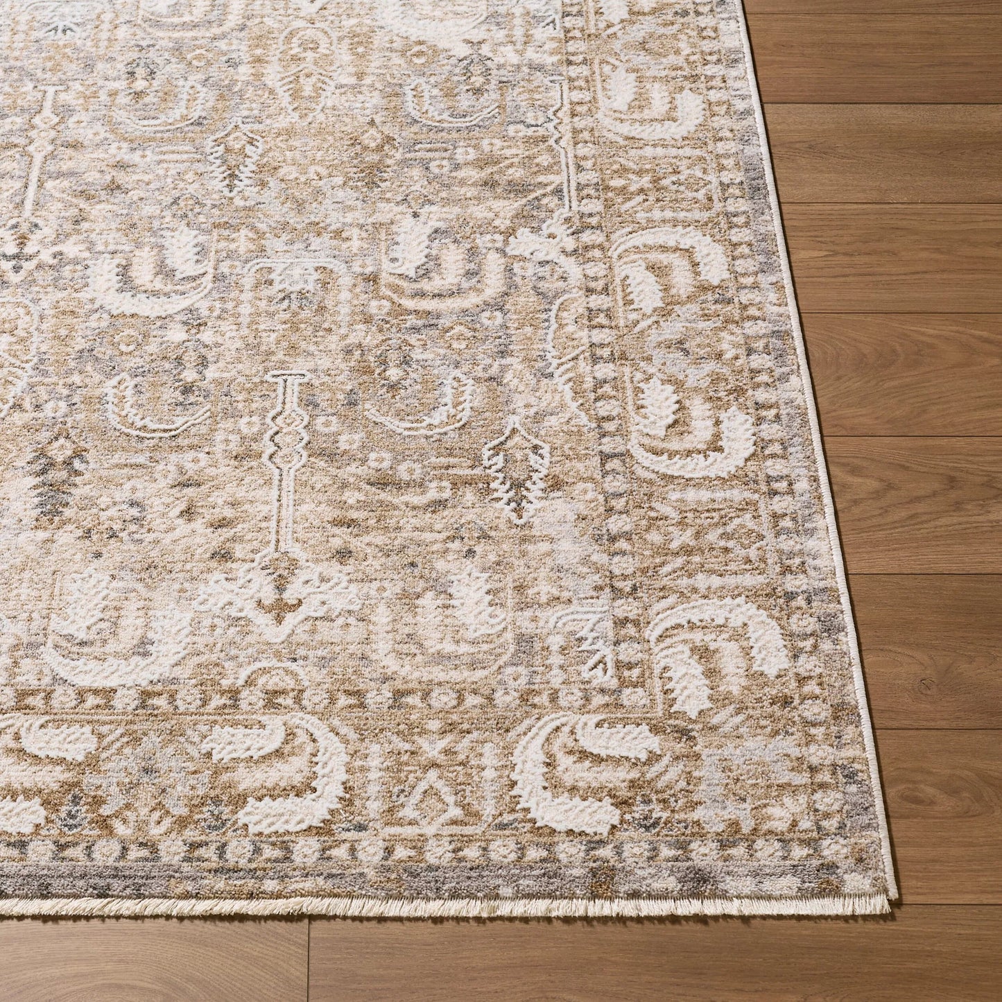 002 SI-2529716,SI-2529717,SI-2529718 | Closeup | Seclusion SCN-2303 Rug by Livabliss in light beige, tan, light gray, light brown, gray, cream. Made from polyester in a unique style.