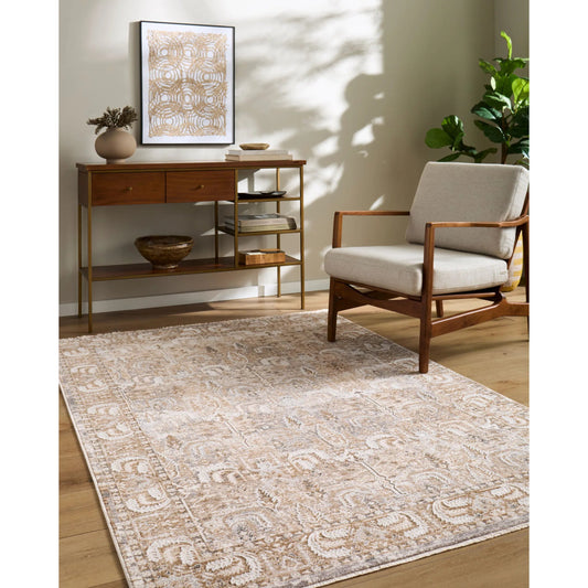 Seclusion SCN-2303 Rug by Livabliss in light beige, tan, light gray, light brown, gray, cream. Made from polyester in a unique style.