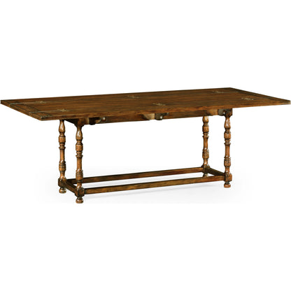 Casual Accents Small Walnut Hunt Table by Jonathan Charles in brown and medium walnut country distressed. Made from acacia in a traditional style.