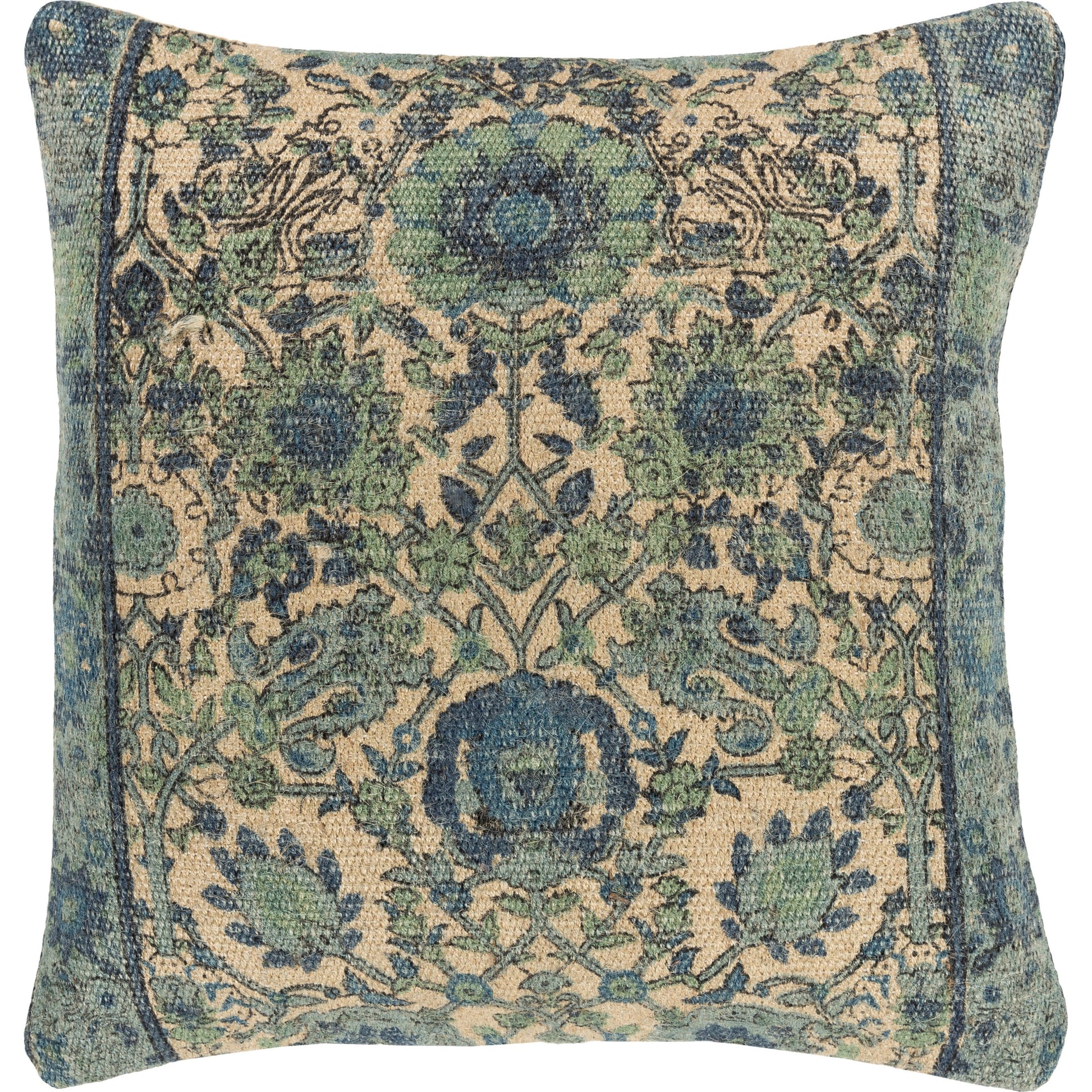 Shadi Indoor/Outdoor Pillow by Surya. Made from front: 88% jute, 12% cotton, back: 100% cotton in a eclectic & global style.