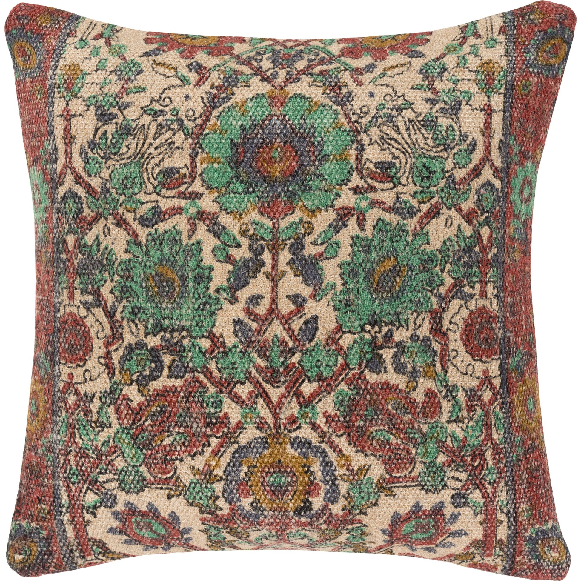 Shadi Indoor/Outdoor Pillow by Surya. Made from front: 88% jute, 12% cotton, back: 100% cotton in a eclectic & global style.