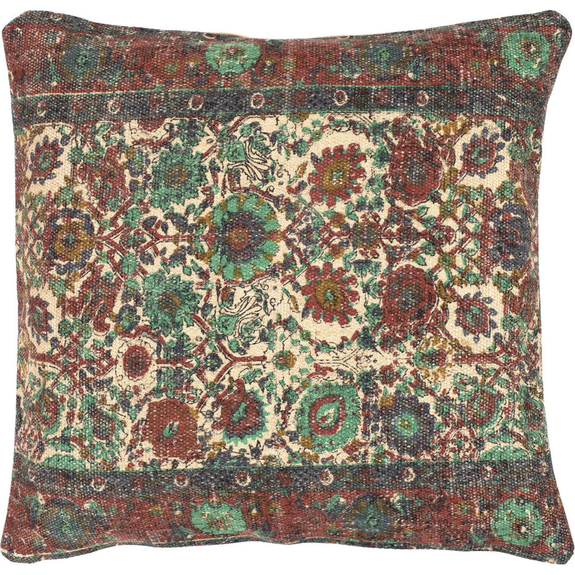 Shadi Indoor/Outdoor Pillow by Surya. Made from front: 88% jute, 12% cotton, back: 100% cotton in a eclectic & global style.