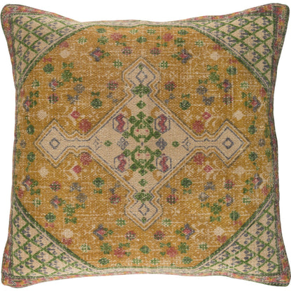 Shadi Pillow - 16494 by Surya in tan, rose, sage, mustard. Made from front: 88% jute, 12% cotton, back: 100% cotton in a eclectic & global style.