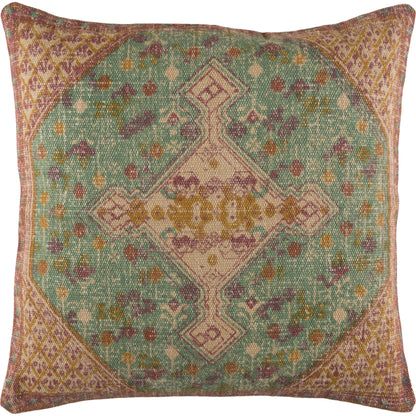Shadi Pillow - 16494 by Surya in tan, rose, sage, mustard. Made from front: 88% jute, 12% cotton, back: 100% cotton in a eclectic & global style.