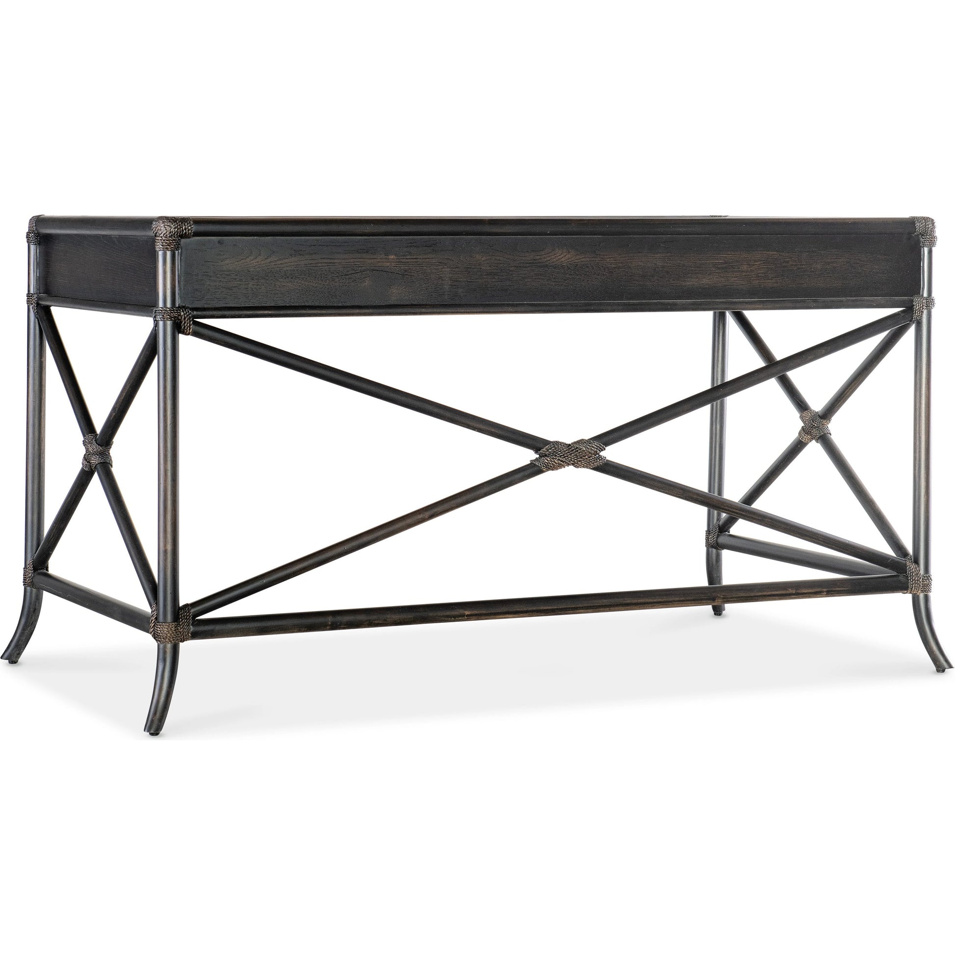 Retreat Pole Rattan Writing Desk by Hooker Furniture. Made from oak, maple veneers, rope in a cottage & farmhouse style.