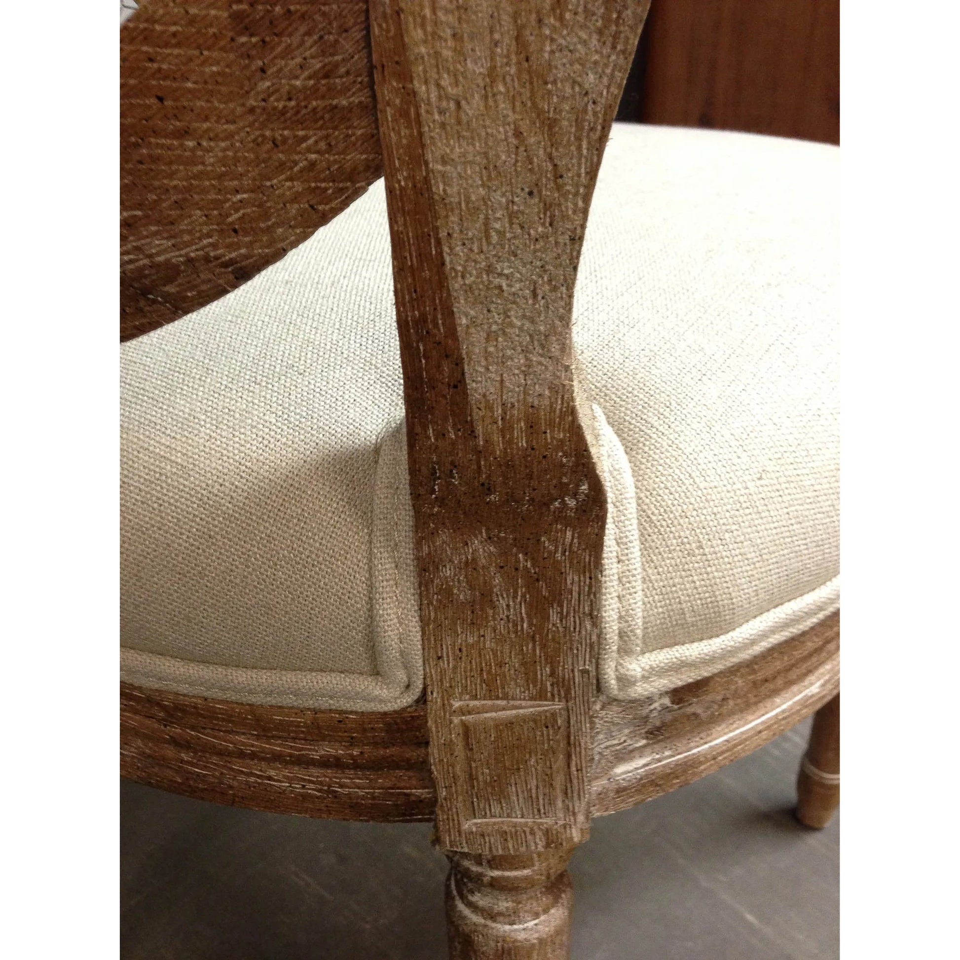 Napoleon Dining Chair w/ Cane Back by LH Imports in antique linen and brown washed. Made from oak, plywood, pu foam, polyester fiber, mixed linen in a transitional style.