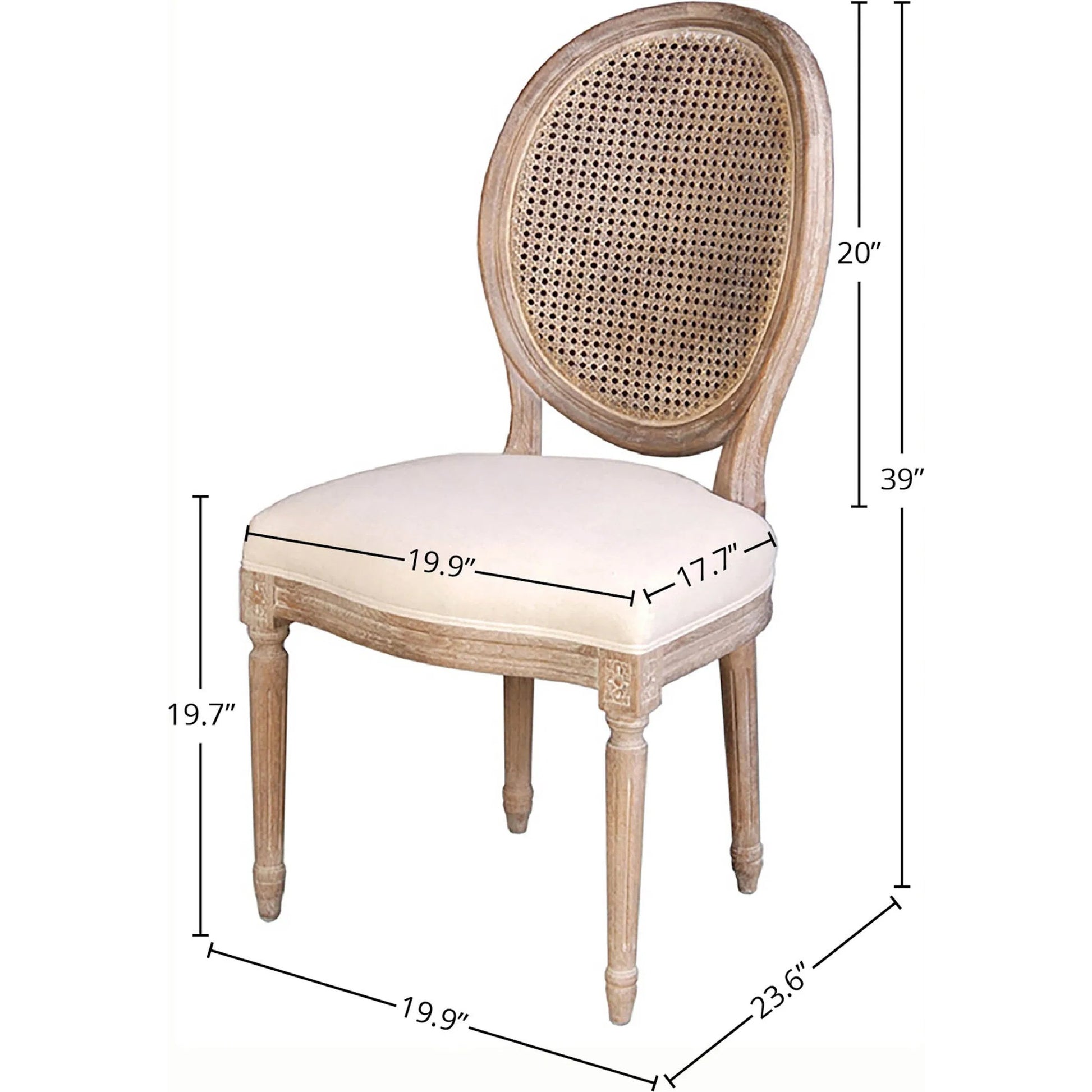 Napoleon Dining Chair w/ Cane Back by LH Imports in antique linen and brown washed. Made from oak, plywood, pu foam, polyester fiber, mixed linen in a transitional style.